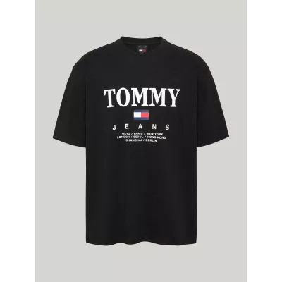 T-shirt homme Tommy Jeans OVERSIZED TWIST DM0DM20080-BDS noir en coton coupe oversized avec logo signature
