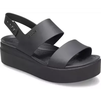 Sandales compensées Crocs Brooklyn Low Wedge noir pour femme avec brides ajustables et confort LiteRide™ 206453-060