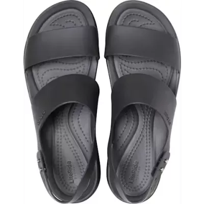 Sandales compensées Crocs Brooklyn Low Wedge noir pour femme avec brides ajustables et confort LiteRide™ 206453-060