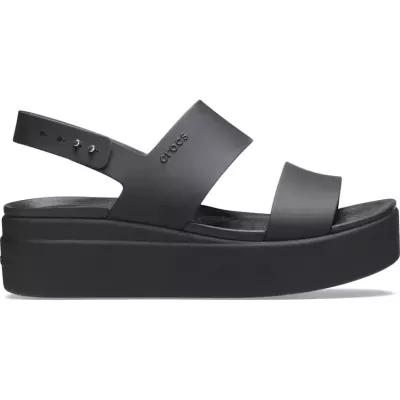 Sandales compensées Crocs Brooklyn Low Wedge noir pour femme avec brides ajustables et confort LiteRide™ 206453-060