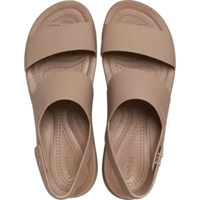 Sandales compensées Crocs Brooklyn Low Wedge marron femme avec brides réglables et confort LiteRide™ 206453-2EL