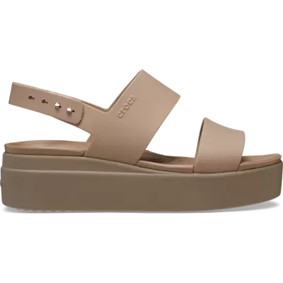 Sandales compensées Crocs Brooklyn Low Wedge marron femme avec brides réglables et confort LiteRide™ 206453-2EL