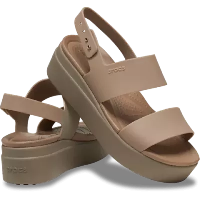 Sandales compensées Crocs Brooklyn Low Wedge marron femme avec brides réglables et confort LiteRide™ 206453-2EL