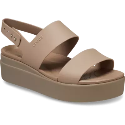 Sandales compensées Crocs Brooklyn Low Wedge marron femme avec brides réglables et confort LiteRide™ 206453-2EL