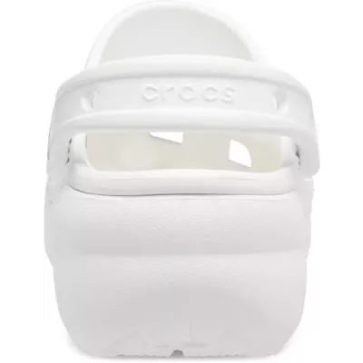 Sabots Crocs Classic Platform blancs femme réf 206750-100 avec plateforme de 4 cm et bride ajustable