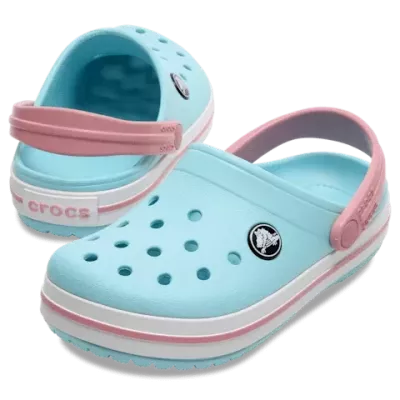 Sabots Crocs Crocband bébé turquoise réf 207005-4S3 avec bande sportive et brides pivotantes