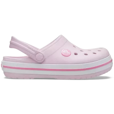 Sabots Crocs Crocband enfant rose réf 207006-6GD avec bande sportive et brides pivotantes