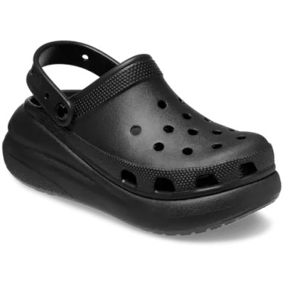 Sabots Crocs Crush Clog noir réf 207521-001 avec plateforme de 5,2 cm et bride pivotante
