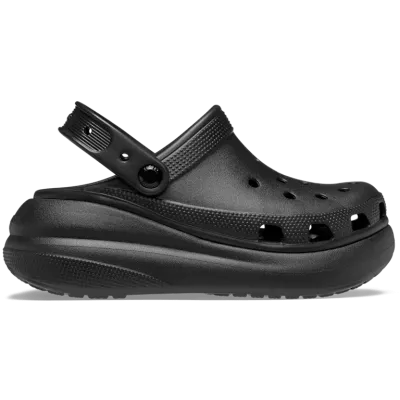 Sabots Crocs Crush Clog noir réf 207521-001 avec plateforme de 5,2 cm et bride pivotante