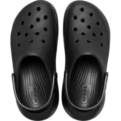 Sabots Crocs Crush Clog noir réf 207521-001 avec plateforme de 5,2 cm et bride pivotante