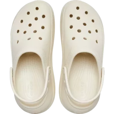 Sabots Crocs Crush Clog blanc cassé réf 207521-2Y2 avec plateforme moderne et confort iconique
