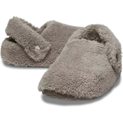 Chaussons Crocs Classic Cozzzy Slipper gris réf 209386-195 avec doublure chaude et semelle moelleuse
