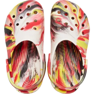 Sabots Crocs Classic Glow Marbled enfant réf 210718-6WE avec effet phosphorescent multicolore