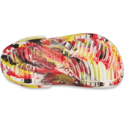 Sabots Crocs Classic Glow Marbled enfant réf 210718-6WE avec effet phosphorescent multicolore
