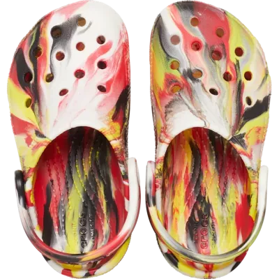 Sabots Crocs Classic Glow Marbled bébé réf 210720-6WE avec effet phosphorescent multicolore