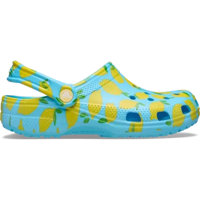 Sabots Crocs Classic Fresh Fruits bleu réf 211008-4WD avec imprimés fruits colorés