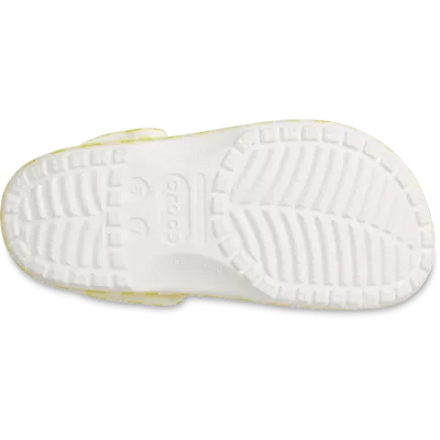 Sabots Crocs Classic Gingham jaune et blanc réf 211006-78R avec motif vichy estival