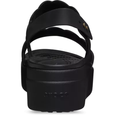 Sandales Crocs Brooklyn Woven Upper Low Wedge noir réf 209977-060 avec tige tressée et confort LiteRide™