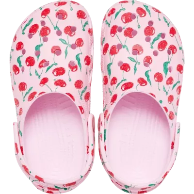 Sabots Crocs Classic Fresh Fruits enfant rose réf 211020-6ZW avec imprimés fruits amusants