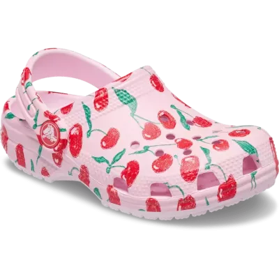 Sabots Crocs Classic Fresh Fruits enfant rose réf 211020-6ZW avec imprimés fruits amusants