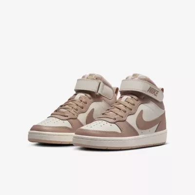 Nike Court Borough Mid 2 enfant beige taupe scratch velcro lacets CD7782-125