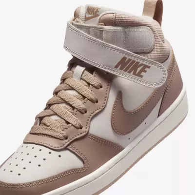 Nike Court Borough Mid 2 enfant beige taupe scratch velcro lacets CD7782-125