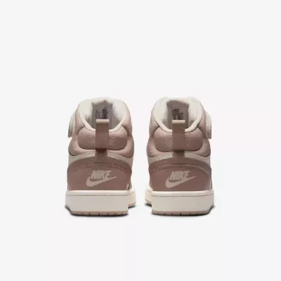 Nike Court Borough Mid 2 enfant beige taupe scratch velcro lacets CD7782-125