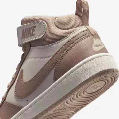 Nike Court Borough Mid 2 enfant beige taupe scratch velcro lacets CD7782-125