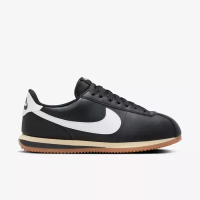 Nike Cortez homme noir swoosh blanc semelle gum caramel cuir DM4044-002
