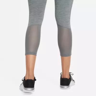 Legging 7/8 Nike Pro 365 Mid-Rise Crop femme gris chiné ceinture Nike Pro noire CZ9803-013