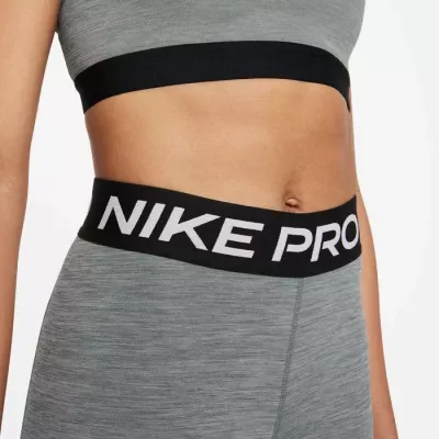 Legging 7/8 Nike Pro 365 Mid-Rise Crop femme gris chiné ceinture Nike Pro noire CZ9803-013