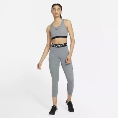 Legging 7/8 Nike Pro 365 Mid-Rise Crop femme gris chiné ceinture Nike Pro noire CZ9803-013