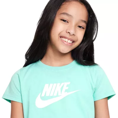 T-shirt crop Nike Sportswear fille vert émeraude logo Futura blanc DA6925-349