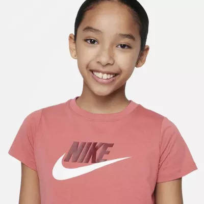 T-shirt crop Nike Sportswear Futura fille rose canyon logo bordeaux DA6925-655