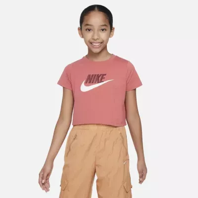T-shirt crop Nike Sportswear Futura fille rose canyon logo bordeaux DA6925-655