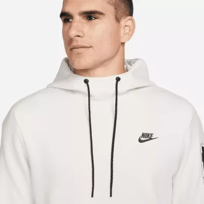 Sweat à capuche Nike Sportswear Tech Fleece homme blanc cassé poche zippée manche DD5174-030