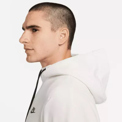 Sweat à capuche Nike Sportswear Tech Fleece homme blanc cassé poche zippée manche DD5174-030
