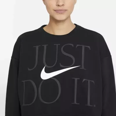 Sweat crop Nike Dri-FIT Get Fit femme noir imprimé Just Do It swoosh blanc DD6130-010