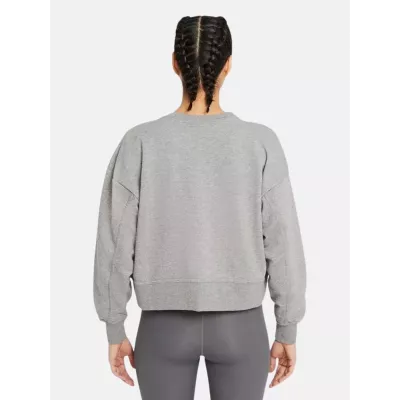 Sweat crop Nike Dri-FIT Get Fit femme gris chiné imprimé Just Do It swoosh blanc DD6130-091
