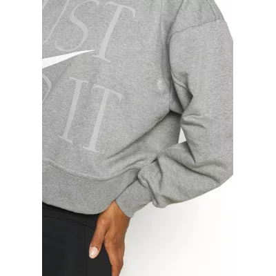 Sweat crop Nike Dri-FIT Get Fit femme gris chiné imprimé Just Do It swoosh blanc DD6130-091