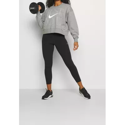Sweat crop Nike Dri-FIT Get Fit femme gris chiné imprimé Just Do It swoosh blanc DD6130-091