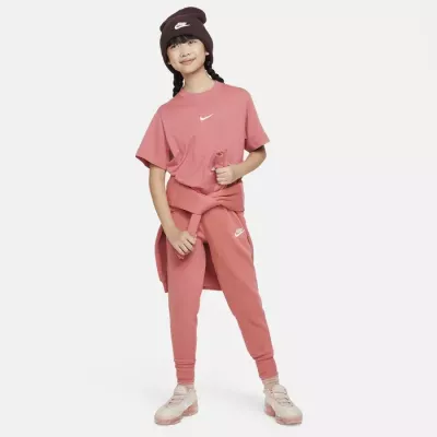 T-shirt crop Nike Sportswear fille rose canyon swoosh blanc centré DH5750-655