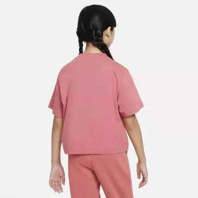 T-shirt crop Nike Sportswear fille rose canyon swoosh blanc centré DH5750-655
