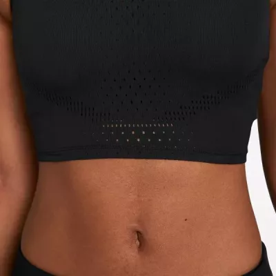 Crop top running Nike Dri-FIT ADV Aeroswift femme noir perforé swoosh blanc DM8728-010