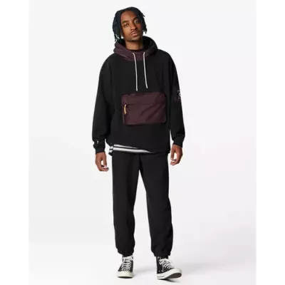 Converse Counter Climate Seasonal Fabric Hoodie 10024018-A01 sweat capuche polaire ripstop noir homme poche cargo