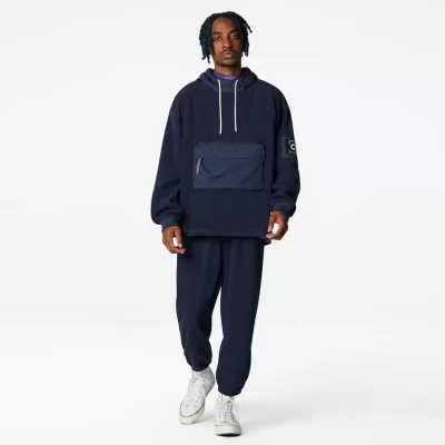 Converse Counter Climate Seasonal Fabric Hoodie 10024018-A02 sweat capuche polaire ripstop bleu marine homme poche cargo
