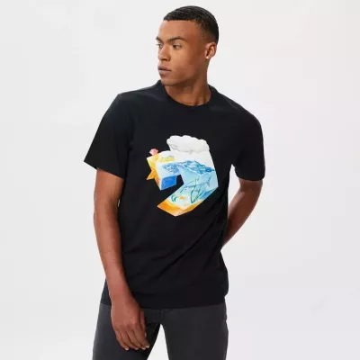 Converse Star Chevron Ocean Tee 10024746-A01 t-shirt graphique coton noir homme imprimé océanique étoile chevron 3D