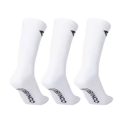 Converse Classic Star Chevron Crew Half Cushion E726W lot 3 paires chaussettes blanches homme logo chevron étoile noir semelle