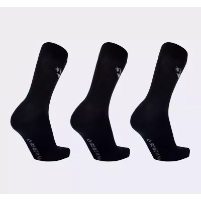 Converse Basic Crew E745B lot 3 paires chaussettes montantes noires homme logo Star Chevron ventilation smooth toe seam