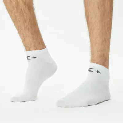 Converse Basic Low Cut E747W lot 3 paires chaussettes basses blanches homme logo Converse brodé smooth toe seam coton